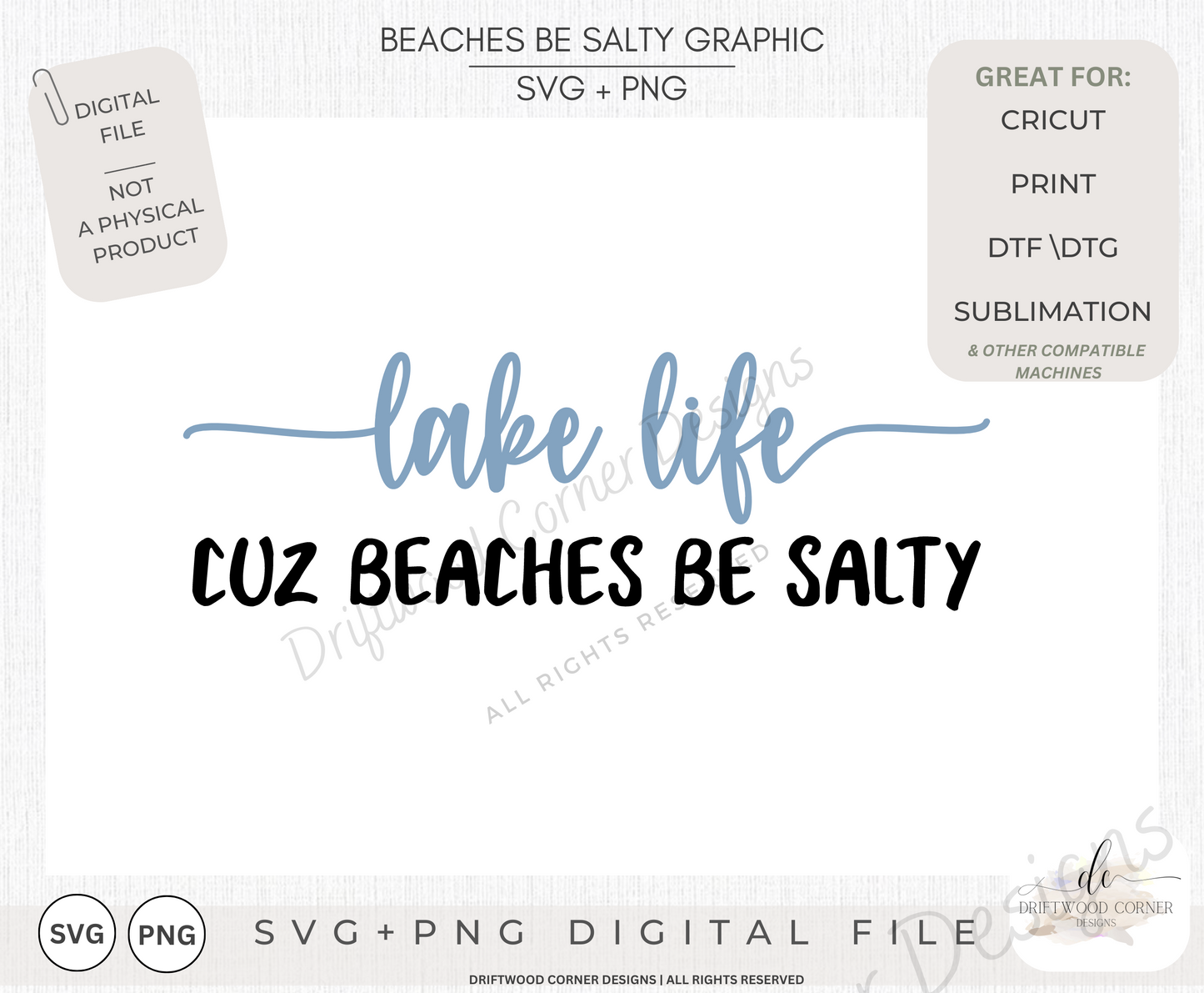 Beaches Be Salty SVG + PNG Graphic File