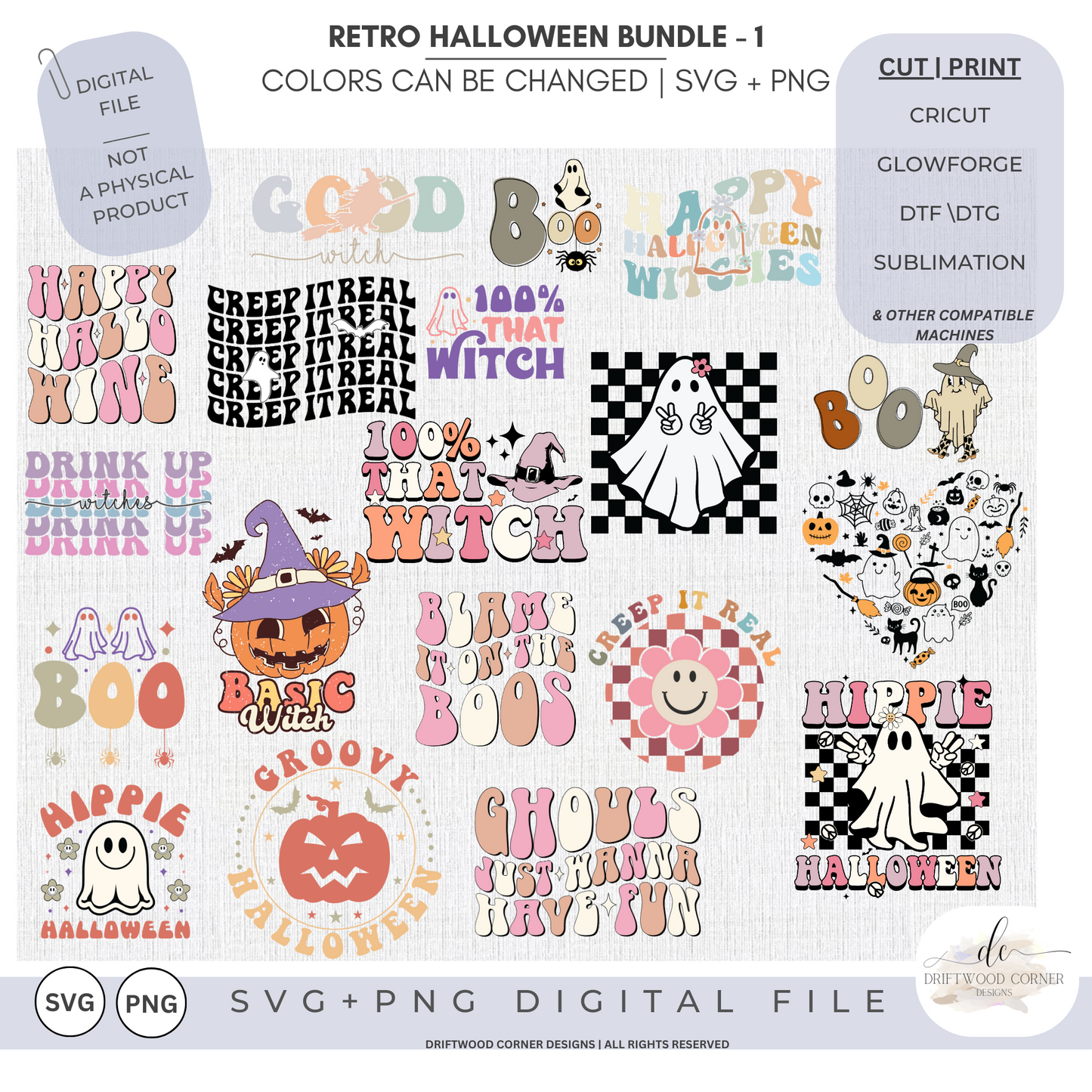 Halloween Retro SVG + PNG Bundle- 1