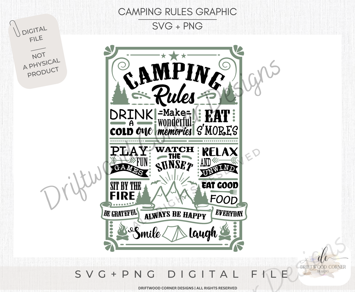 Camping Rules SVG + PNG Graphic File