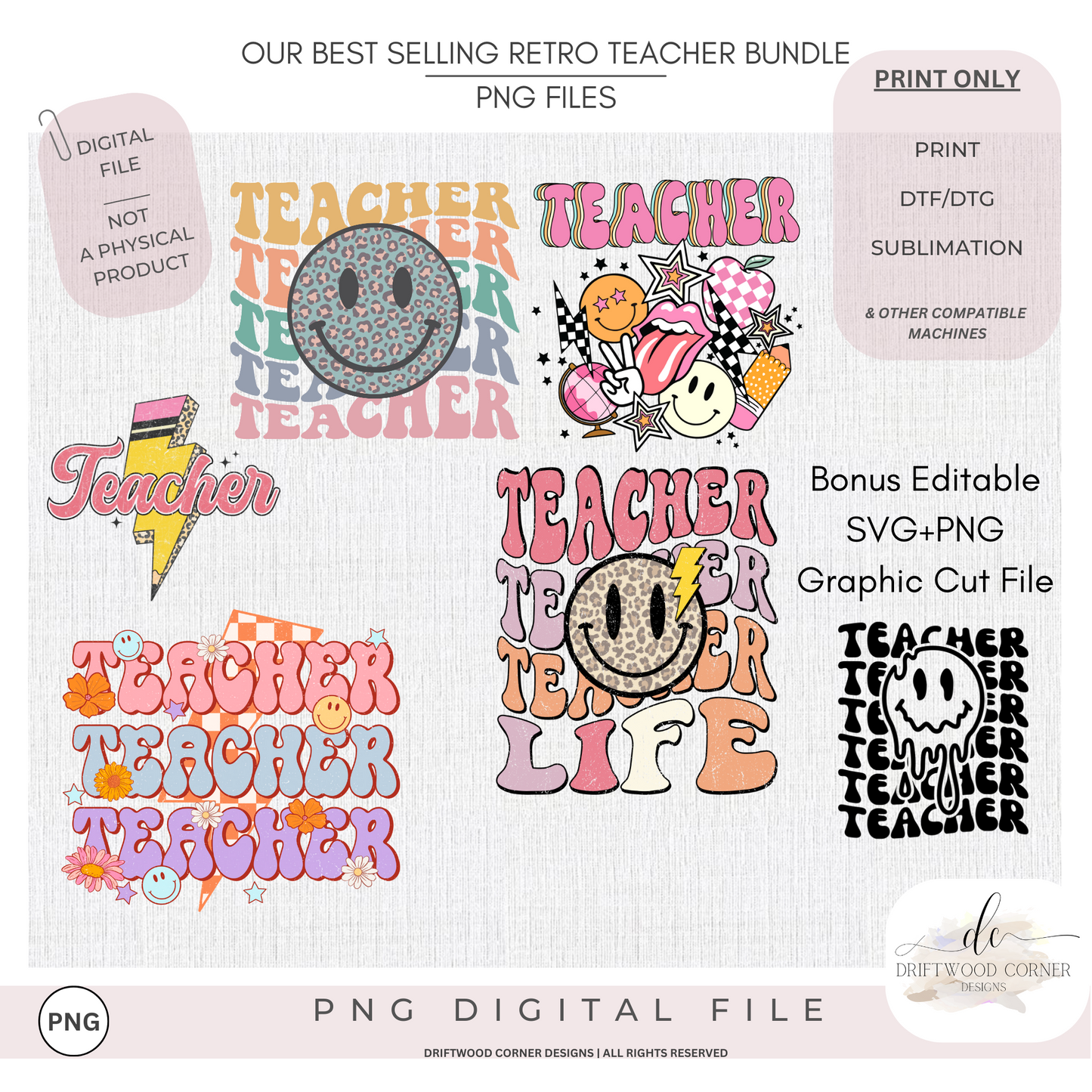 Our Best Sellers for Retro Teacher Graphics -Mini Bundle - PNG Graphic Bundle