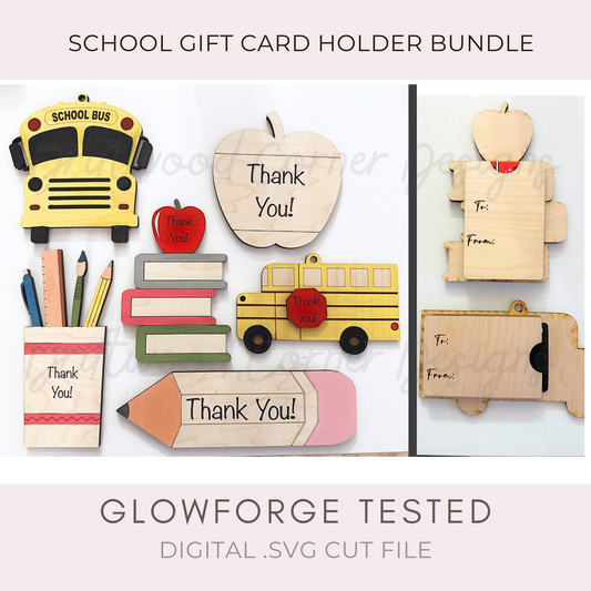 Teacher Gift Card Holder Digital File Bundle, SVG Laser Digital Files, Bus Driver Gift, School Gifts, Teacher Gifts
