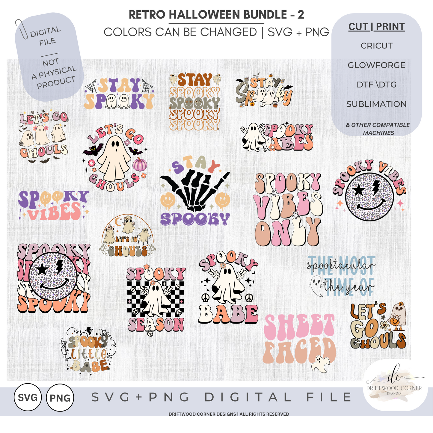 Halloween Retro SVG + PNG Bundle- 2