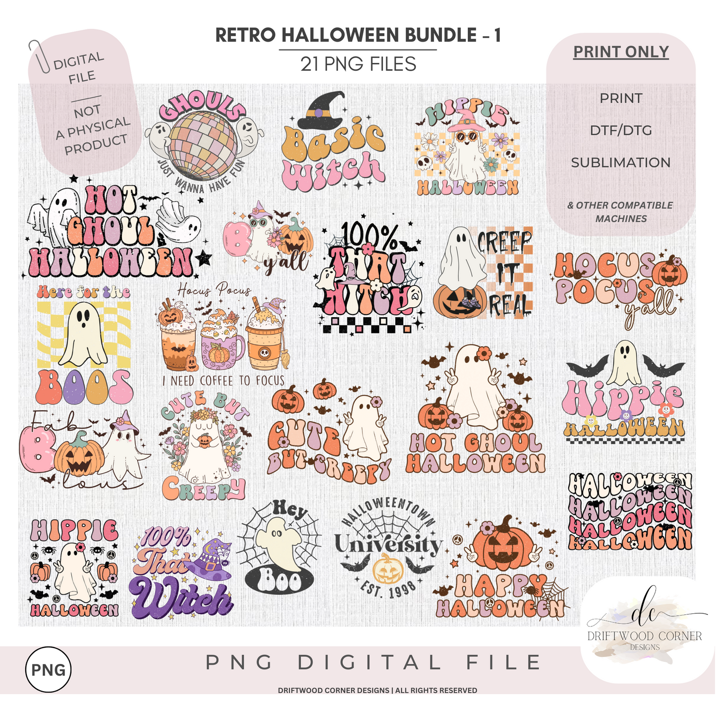 Best of Halloween Retro PNG Graphic Collection 1