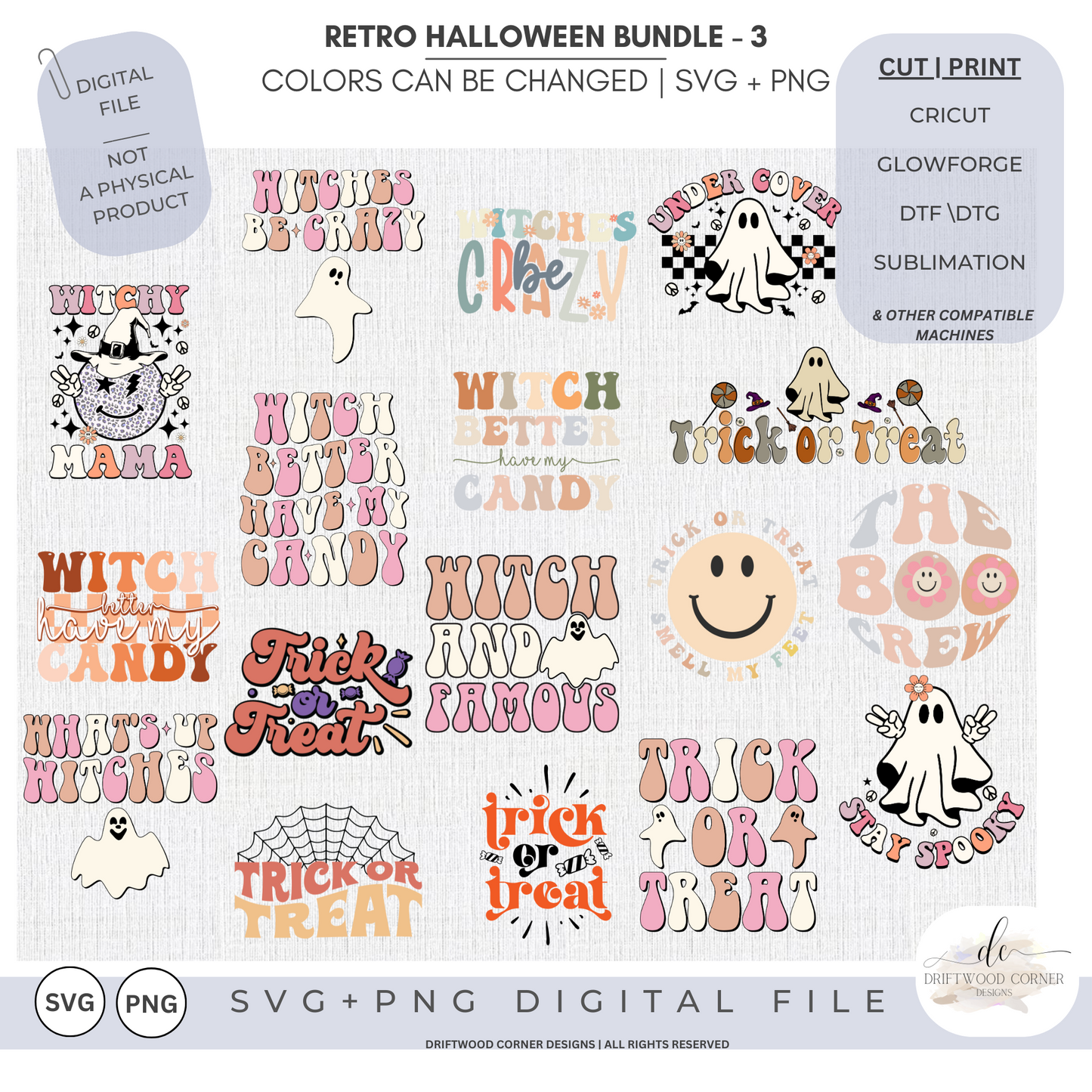 Halloween Retro SVG + PNG Bundle- 3