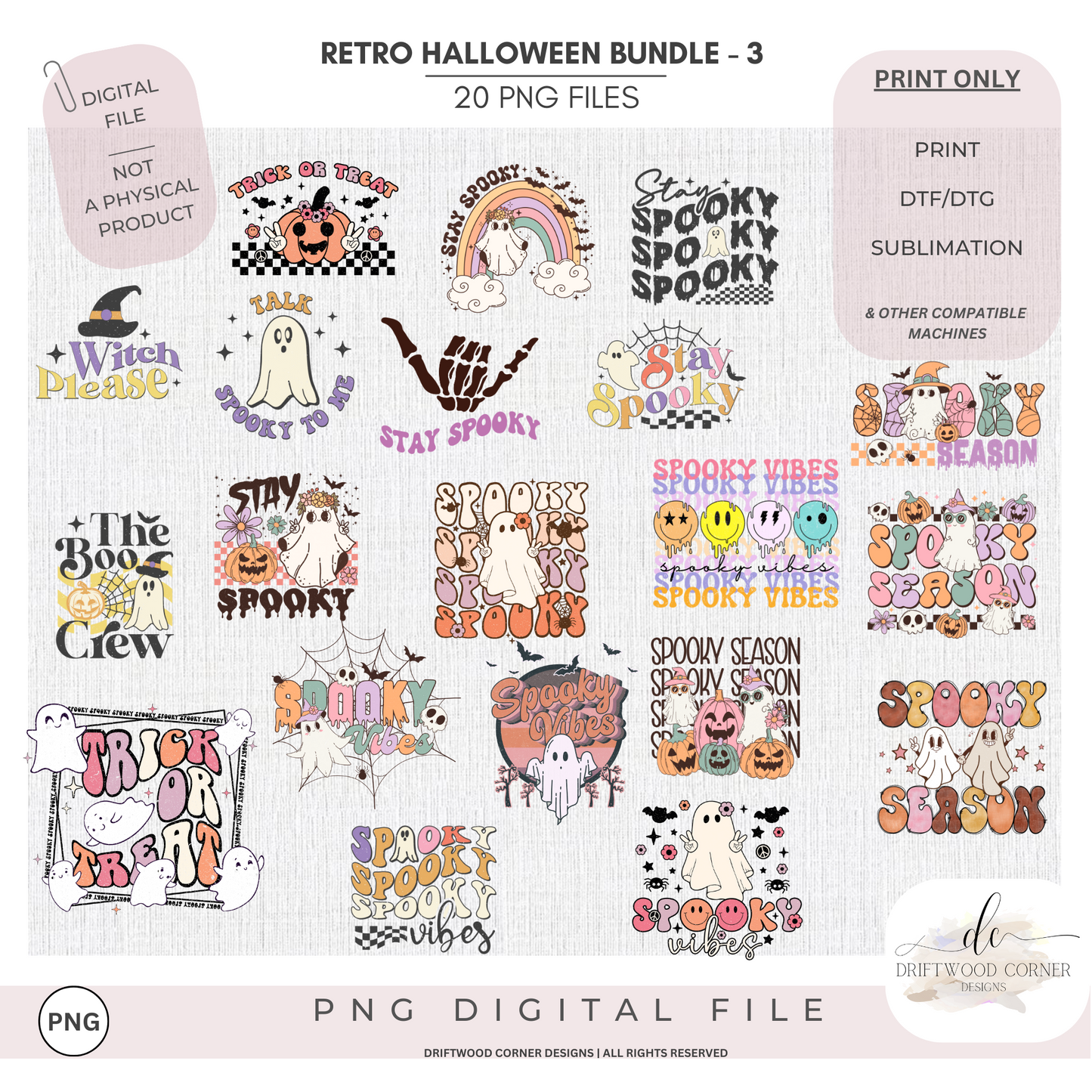 Best of Retro Halloween Retro PNG Graphic Collection 3