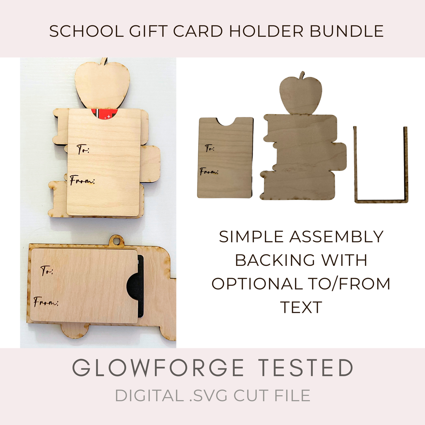 Teacher Gift Card Holder Digital File Bundle, SVG Laser Digital Files, Bus Driver Gift, School Gifts, Teacher Gifts