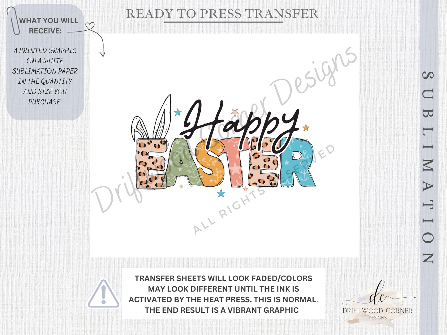Easter Sublimation Transfer, Ready to Press Heat Transfer