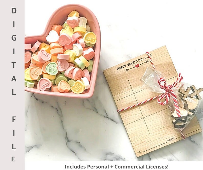 Valentine's Day Game Cards Tic Tac Toe Digital File .SVG! Valentines Games/Valentine Cards/Kids Valentine/Glowforge