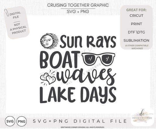 Sun Rays Lake Days SVG + PNG Graphic File