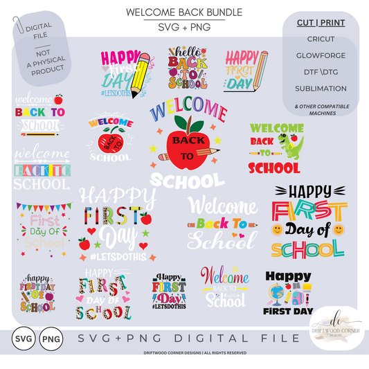 Welcome Back to School SVG + PNG Bundle