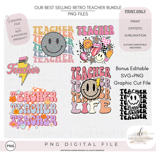 Our Best Sellers for Retro Teacher Graphics -Mini Bundle - PNG Graphic Bundle