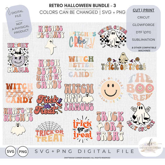 Halloween Retro SVG + PNG Bundle- 3