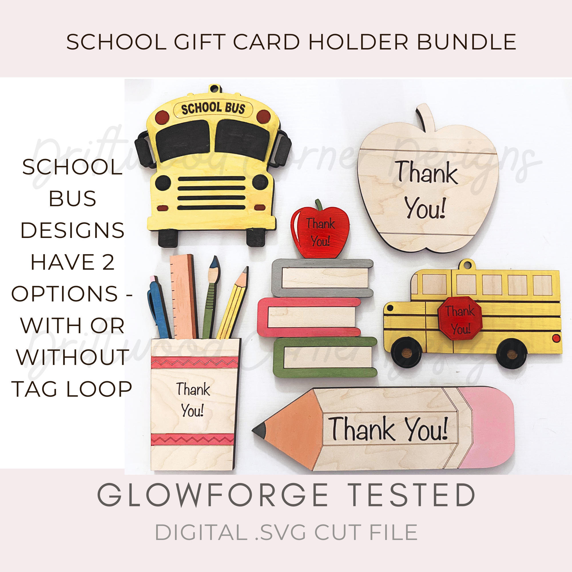 Teacher Gift Card Holder Digital File Bundle, SVG Laser Digital Files, – DriftwoodCornerDesigns for Free Printable Bus Driver Gift Card Holder