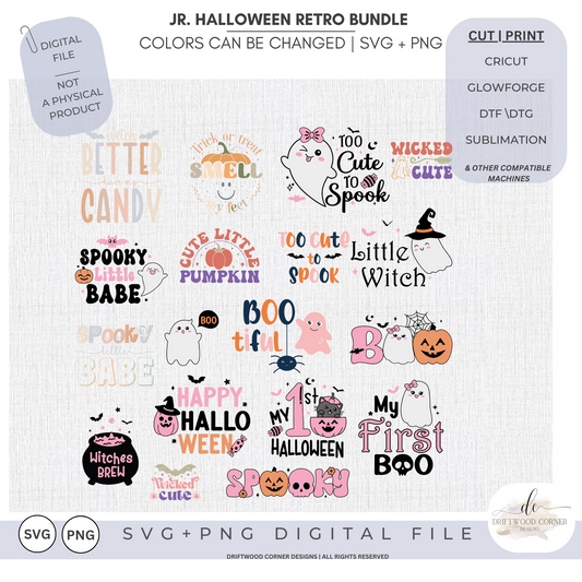 Junior Halloween Retro SVG + PNG Graphics Bundle