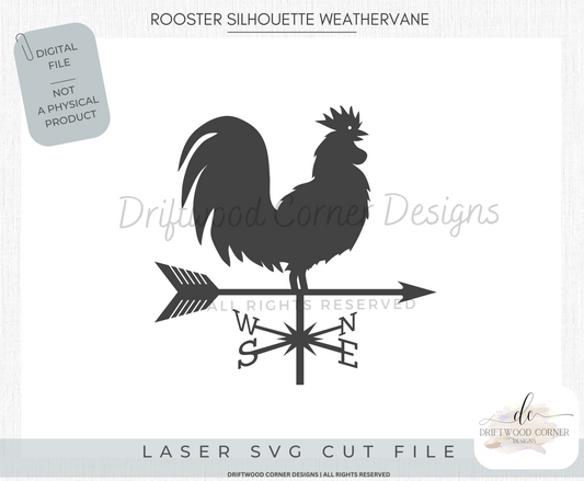 Rooster Weathervane Silhouette SVG for Glowforge Laser, Cricut + Cutting Machines