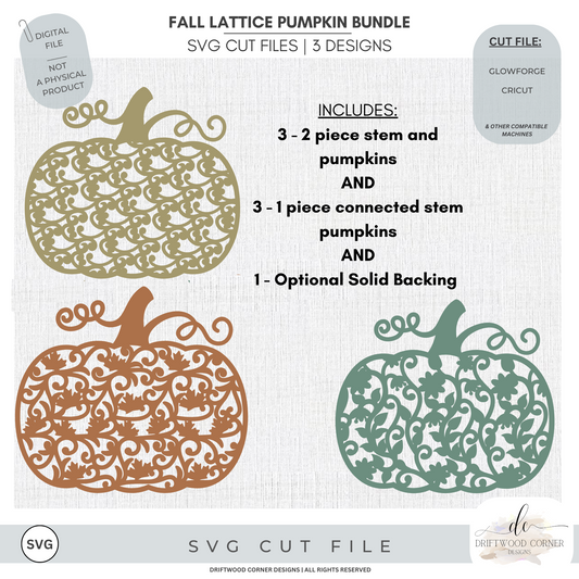 Fall Lattice Pumpkin SVG Digital Cut Files, Laser Cut Pumpkins, intricate fall pattern, Glowforge Fall Pumpkin SVG Files