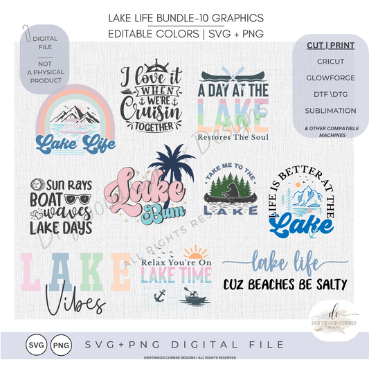Lake Bundle - Our 10 Best Selling Lake designs SVG + PNG formats