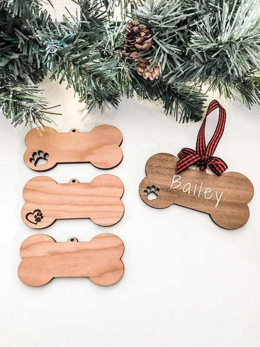 Dog Bone Ornament Digital Bundle! .Ai, .Svg, .Eps, .Dxf Formats/Glowforge/Dog Ornaments/Personalized/Christmas Dog