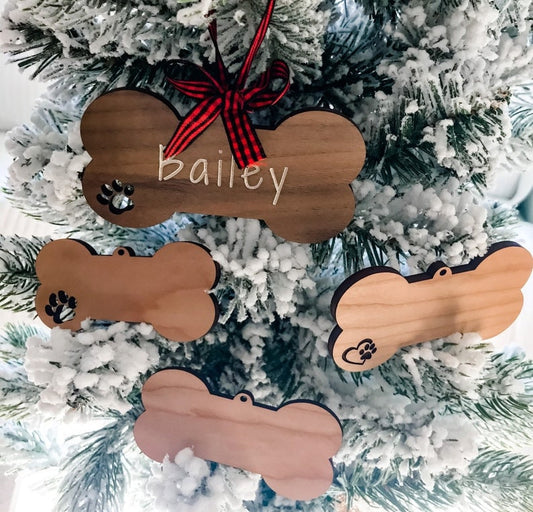 Dog Bone Ornament Digital Bundle! .Ai, .Svg, .Eps, .Dxf Formats/Glowforge/Dog Ornaments/Personalized/Christmas Dog