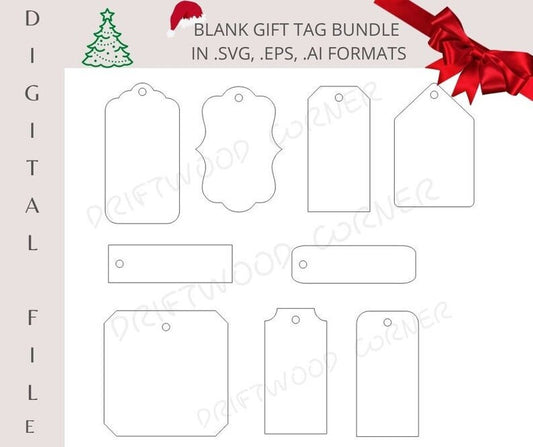 Blank Gift/Stocking Tag Bundle in .Svg, .Eps, .Ai Formats! Laser Christmas/Glowforge Christmas/Digital Christmas/Gift Tag/Stocking Tag