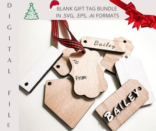 Blank Gift/Stocking Tag Bundle in .Svg, .Eps, .Ai Formats! Laser Christmas/Glowforge Christmas/Digital Christmas/Gift Tag/Stocking Tag