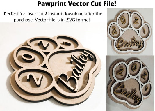 Pawprint Ornament Vector SVG File