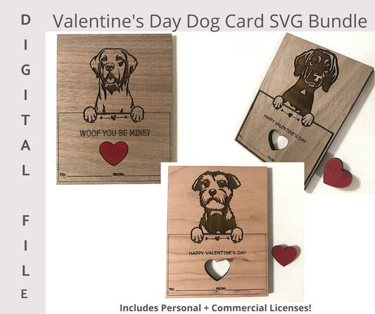 Valentines Day Cards w/ Dogs Digital SVG Bundle! Valentines Day/ Valentines cards/ Glowforge Valentines/Kids Valentines/svg valentines