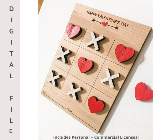 Valentine's Day Game Cards Tic Tac Toe Digital File .SVG! Valentines Games/Valentine Cards/Kids Valentine/Glowforge