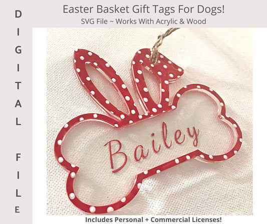 Dog Easter Basket Gift Tags Digital SVG File. Personalized Dog Easter Tag/ Dog easter svg/ Easter Basket