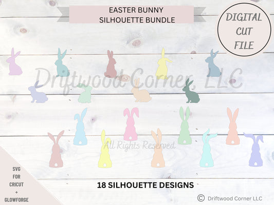 Easter Bunny Silhouette Bundle, SVG Digital Files, Cricut files, Glowforge Files